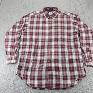 Brooks Brothers Sports Shirt Mens Large Red Plaid‎ Long Sleeve Button Down